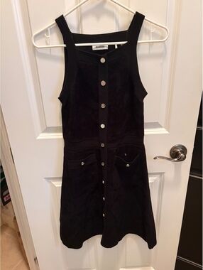 Sandro Black Suede Button-Front Dress Vintage Chic Size Regular M